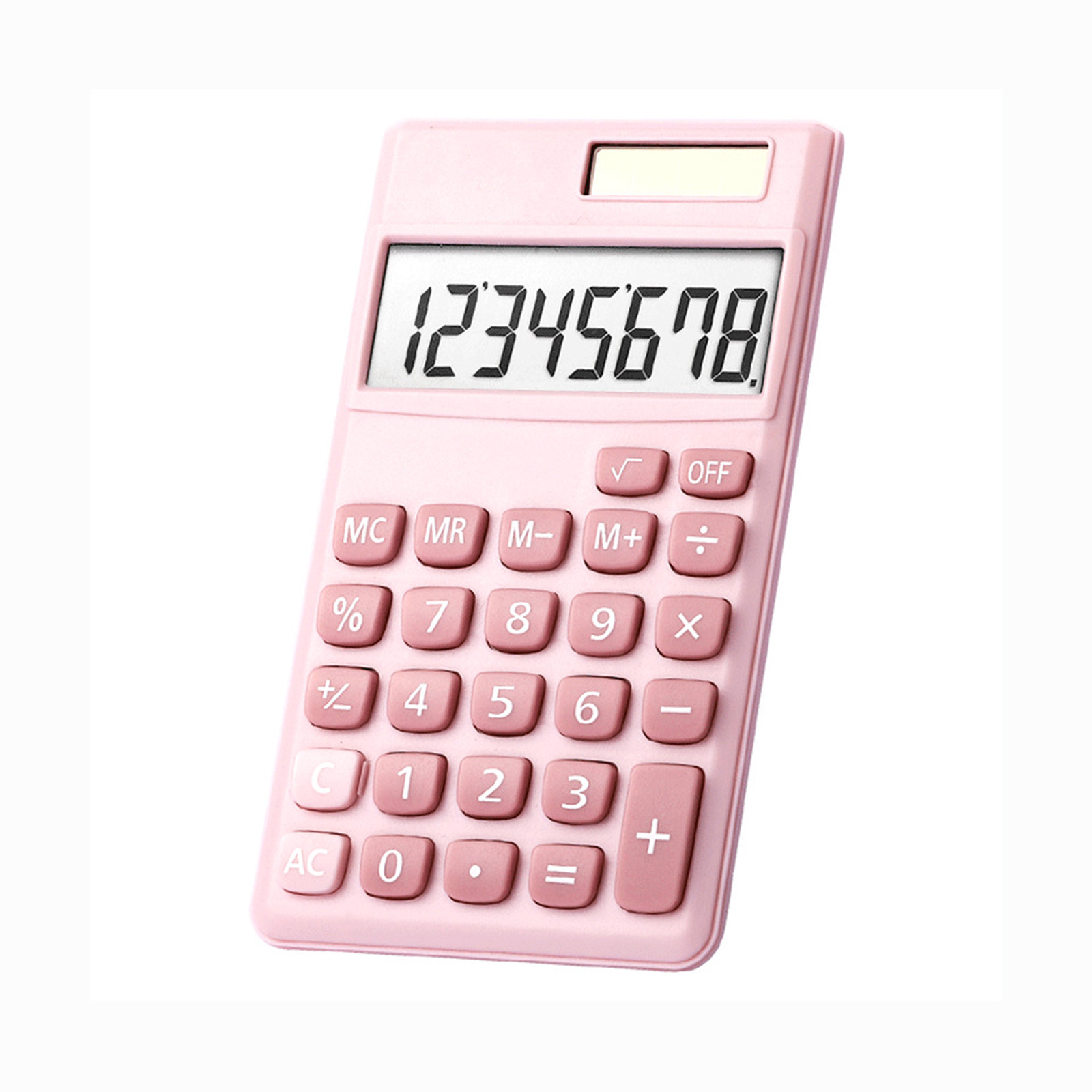Pompotops Student Scientific Desktop Calculator, Mini Student Calculator Portable 8-digit Home Office Student Basic Calculator With Solar Charging, Super Long Standby Time, Pink